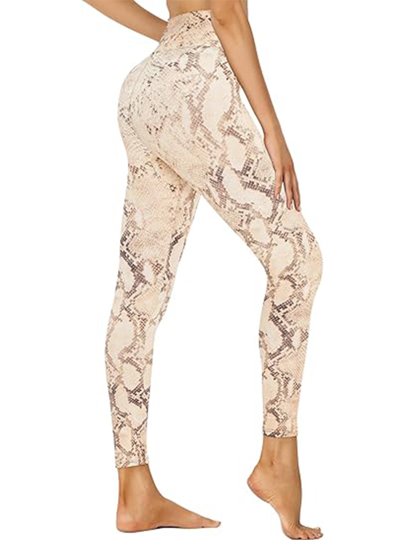 Kurze High-Waist-Leggings – Snake Print Workout-Hose