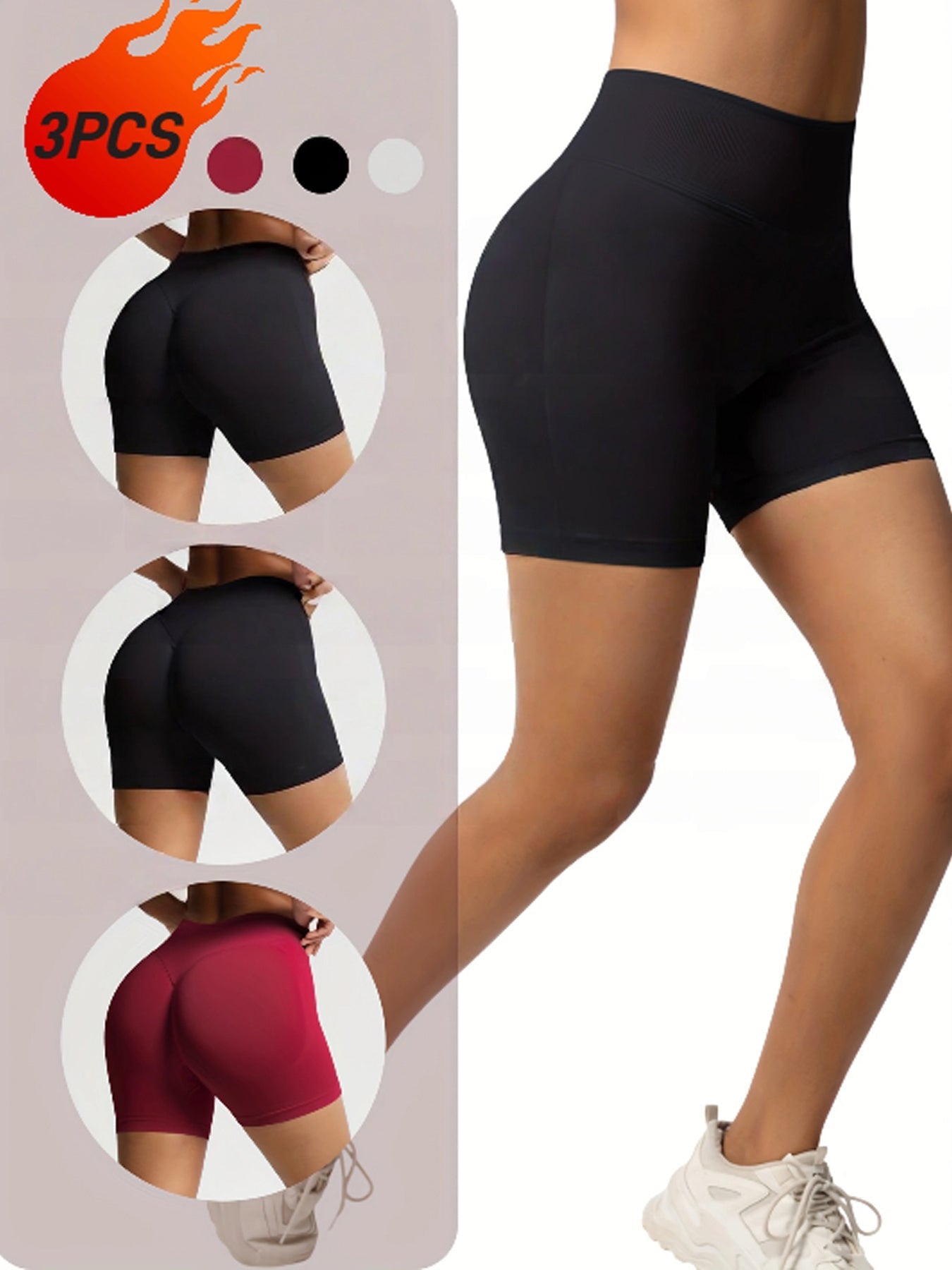 3er-Pack nahtlose Workout-Shorts für Damen