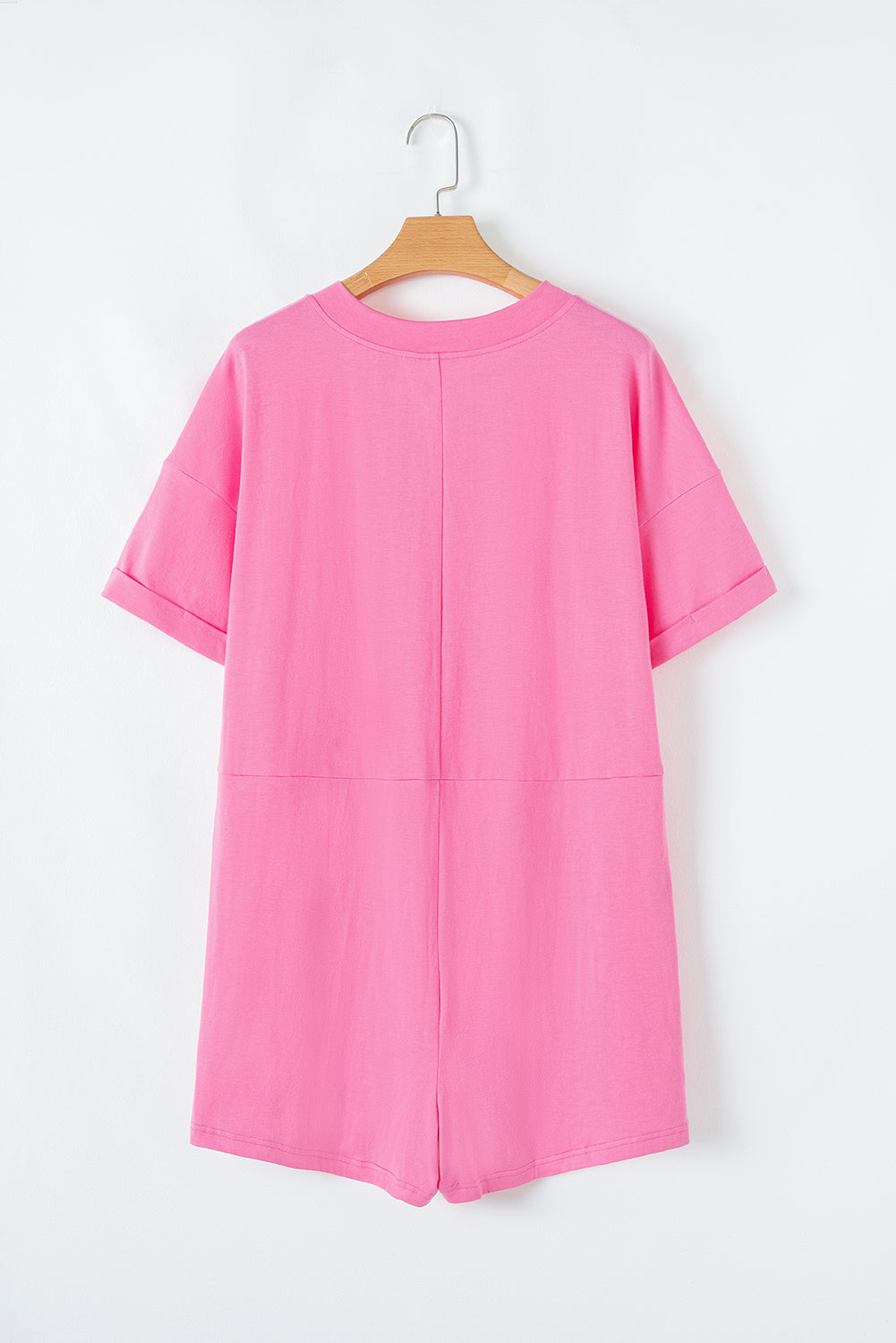 Solid Short Sleeve V-Neck Knit Romper