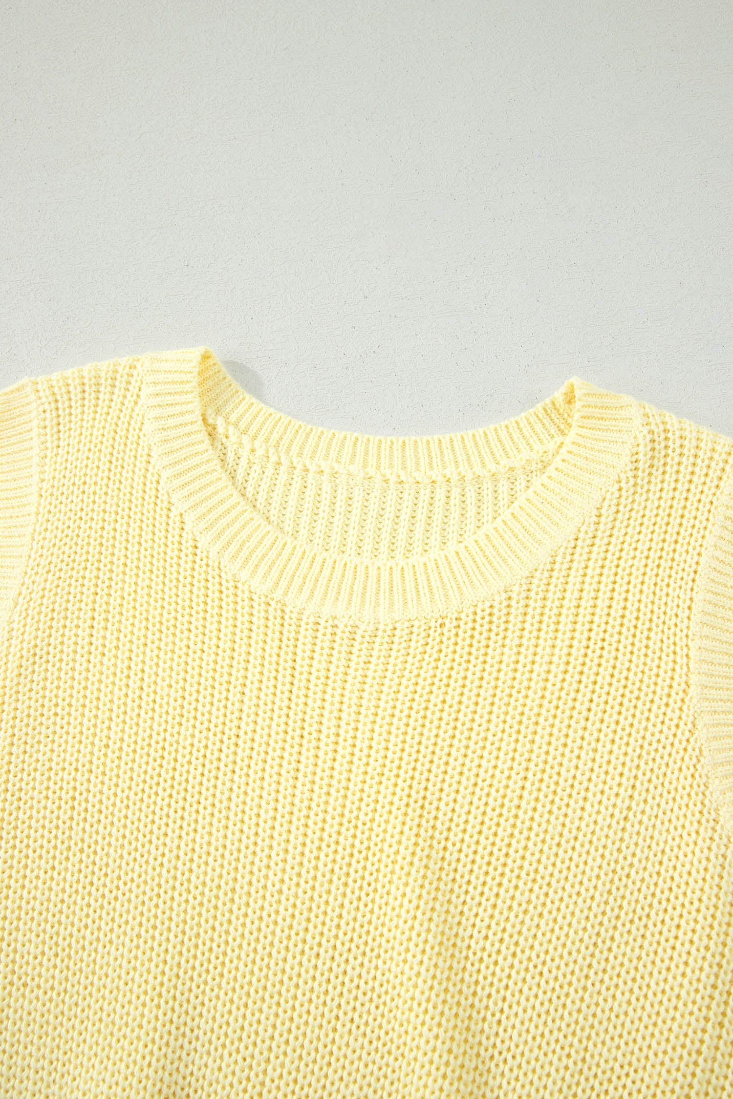Yellow Cream Solid Color Cropped Knit Knot Back Cutout Sweater Tank