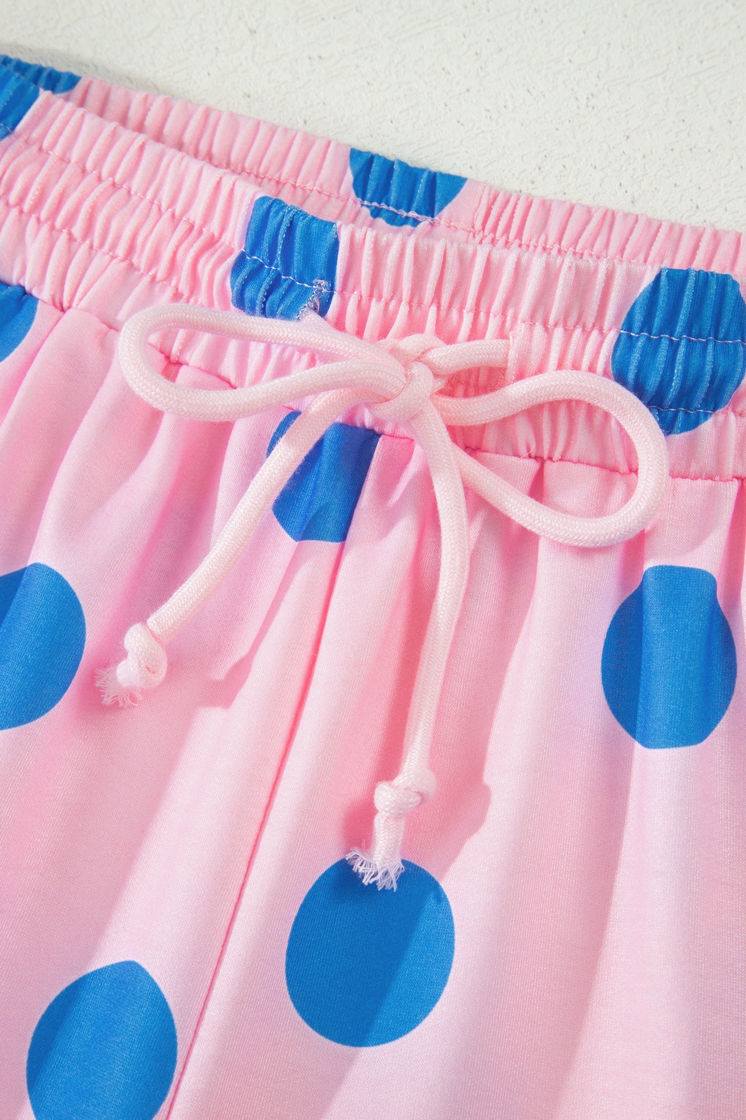 Polka Dot V-Neck Tee & Drawstring Shorts Set