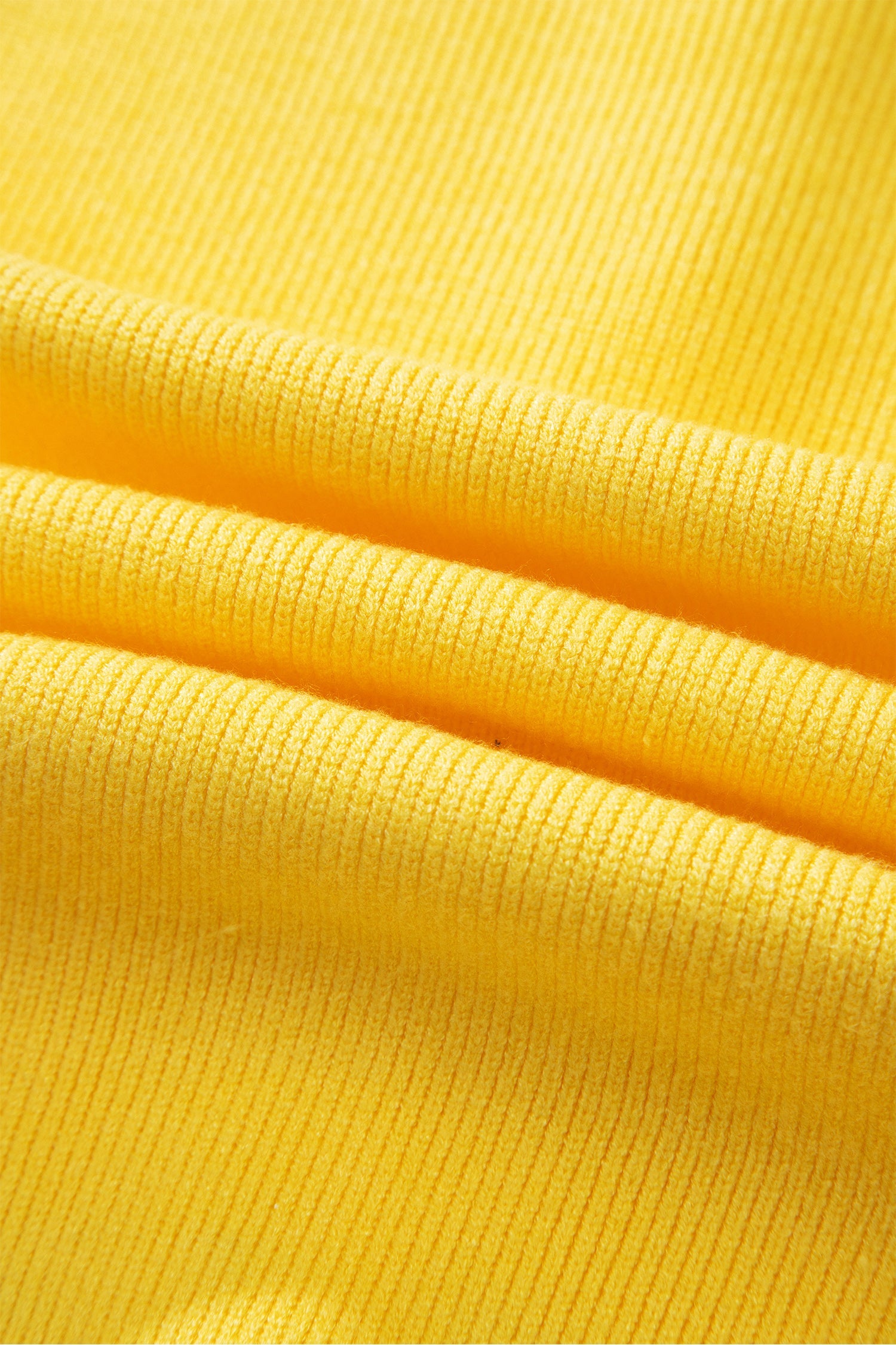 Yellow Cream Solid Color Sleeveless Knit Button Pocketed Sweater