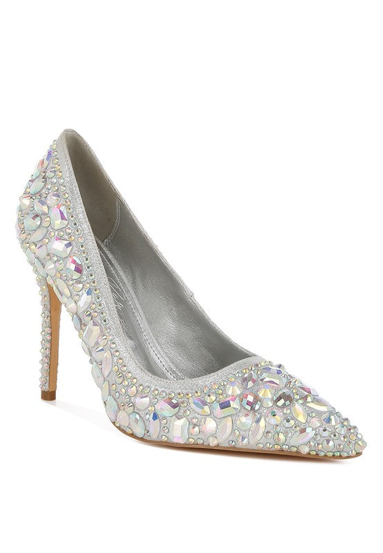 Pumps mit Iceout Diamant- & Strassverzierungen