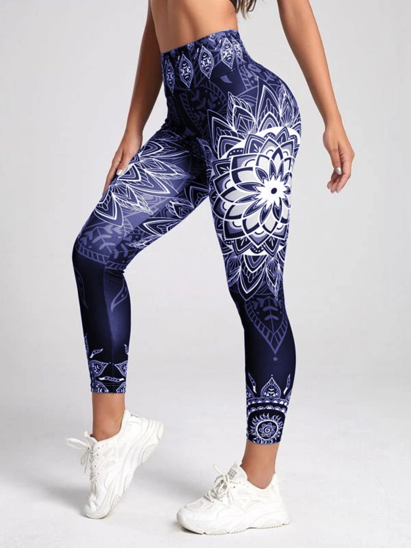 High-Waist Yoga-Leggings mit Bauchkontrolle und Po-Lifting-Effekt mit Aquarell-Print