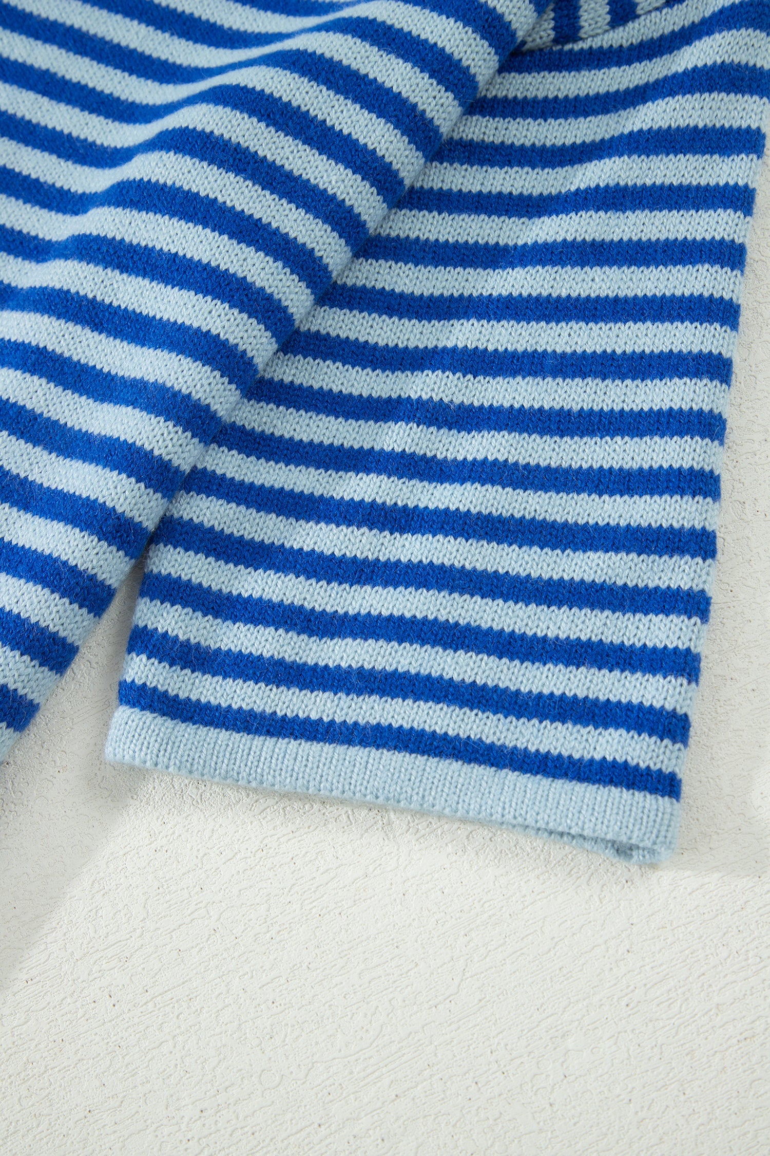 Blue Stripe Loose Half Sleeve Knit Button Down Sweater Cardigan