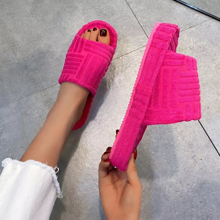 Open-Toe Platform Slippers