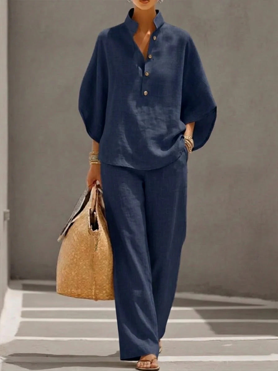 Damen-Freizeithemd und lange Hose Set