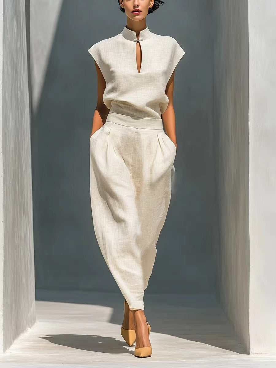 Damen-Set aus Satin, Oberteil und Hose, im chinesischen Stil