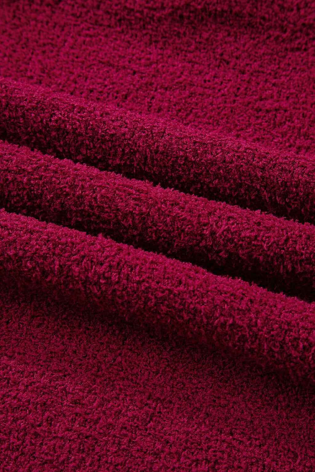 Burgundy Popcorn Mock Neck Solid Sweater