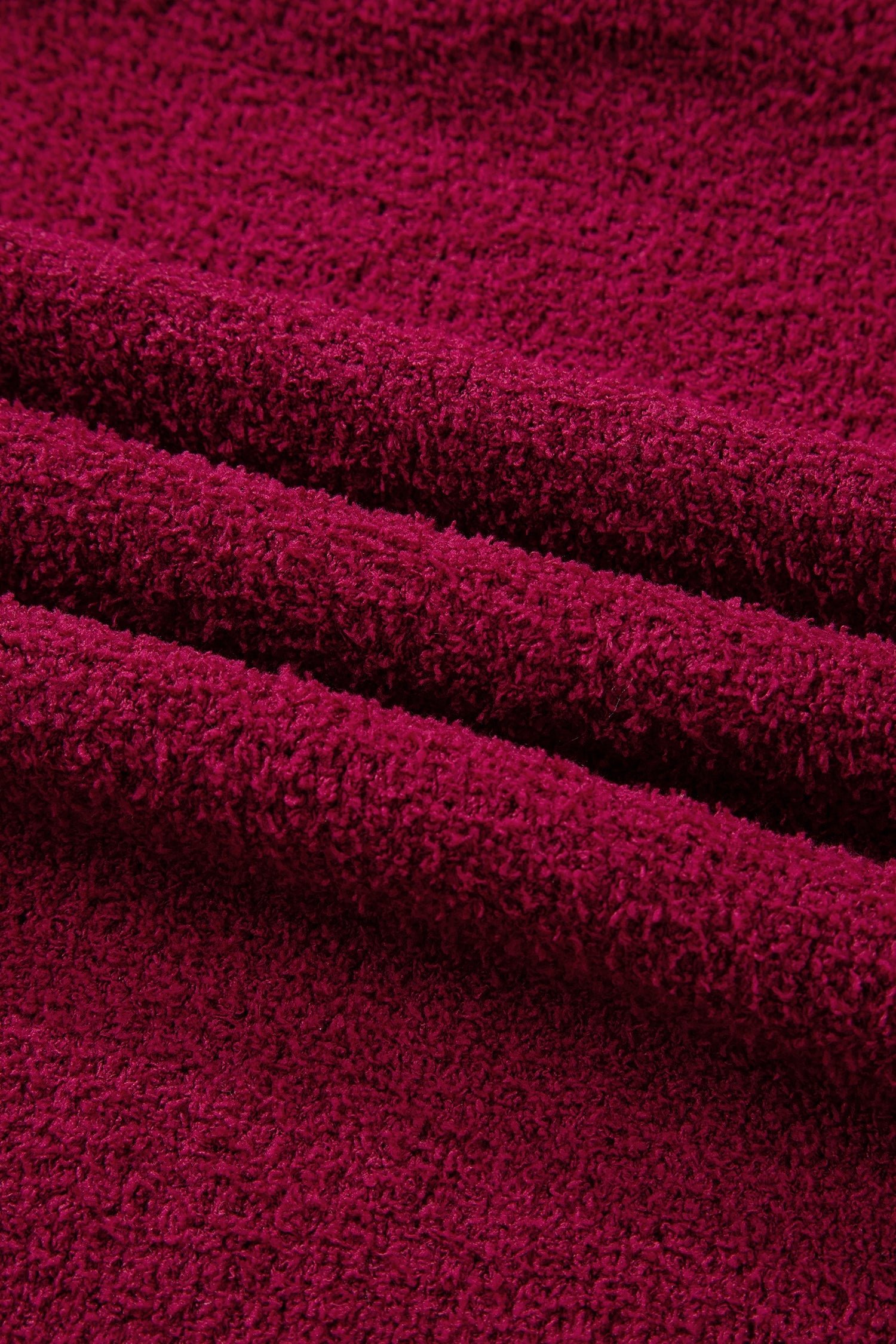 Burgundy Popcorn Mock Neck Solid Sweater
