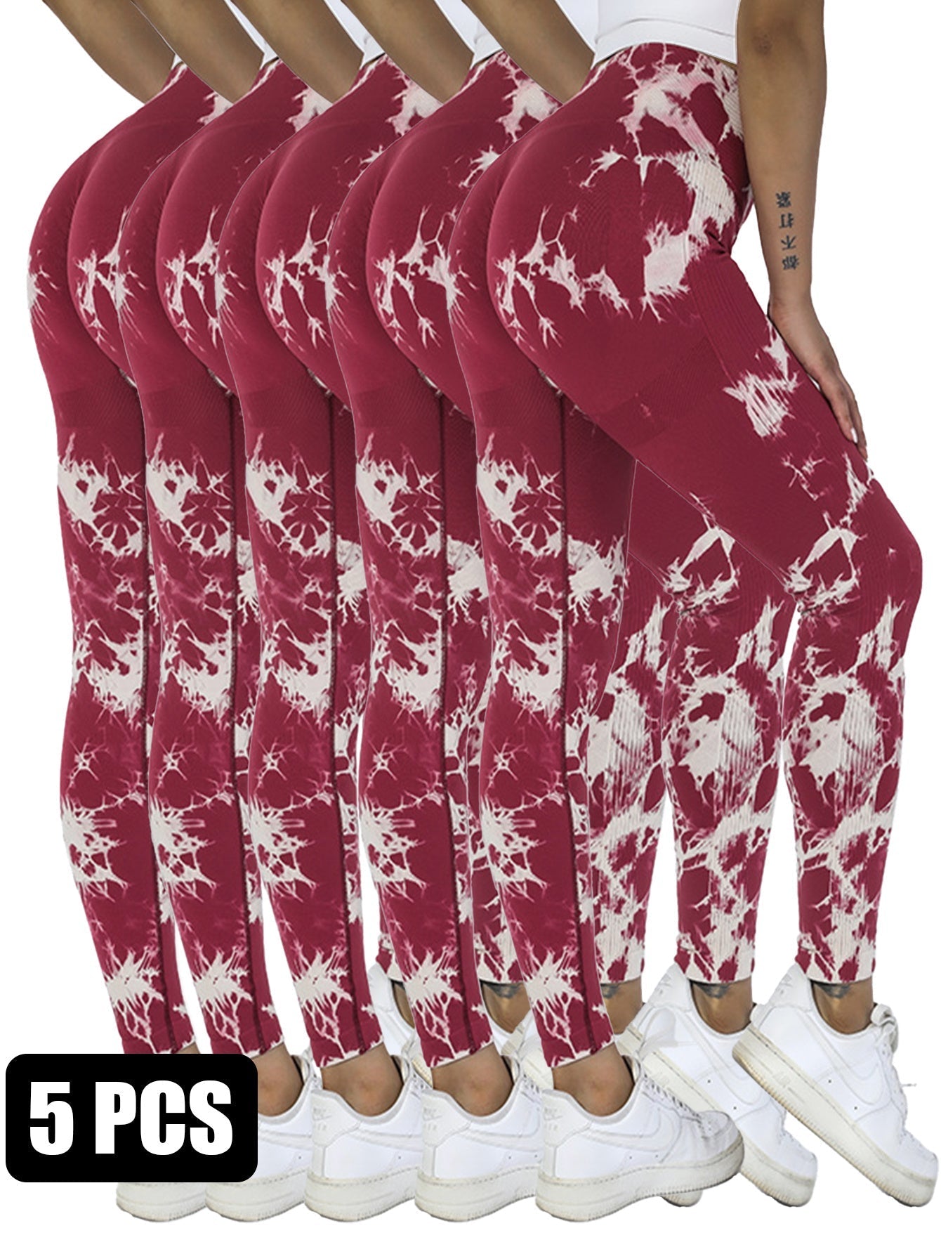 5er-Pack Batik-Leggings mit Cut-Outs
