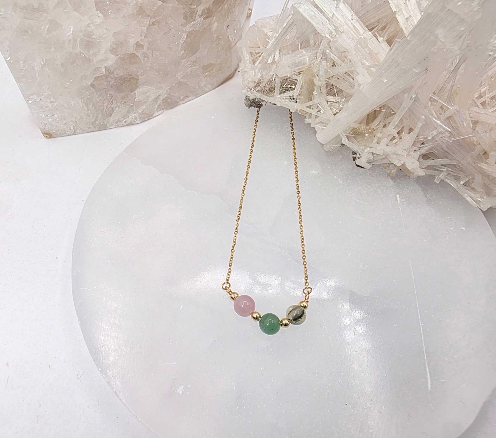 LEAD WITH LOVE-Kunzite, Green Aventurine, Prehnite Jewelry Set