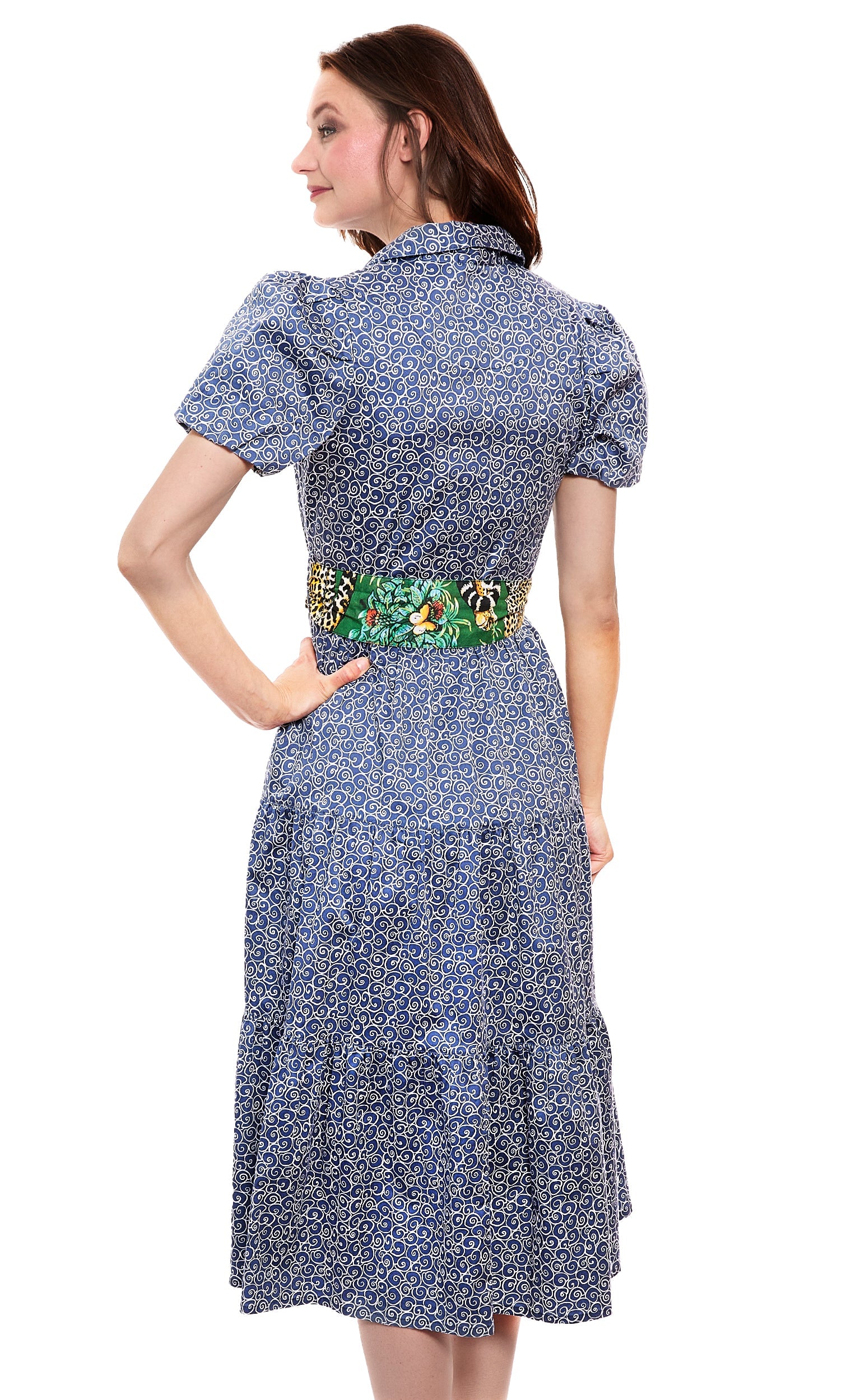 Litchfield Navy White Swirl Print