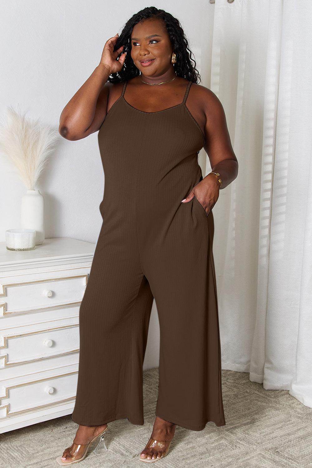 Basic Bae Full Size Spaghetti Strap V-Neck Jumpsuit Dress