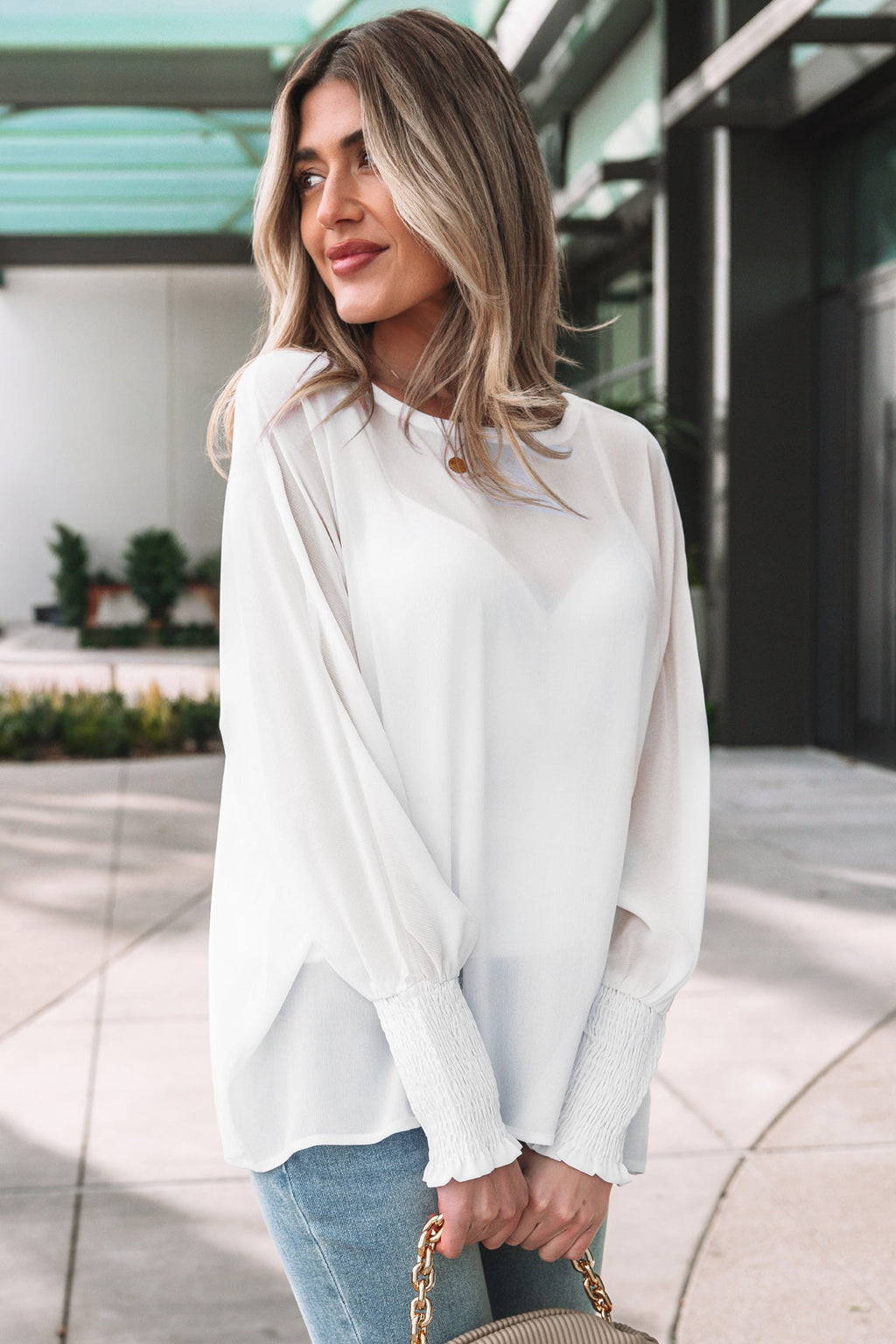 Gwen Sleeve Dolman Blouse Long Sleeve Top