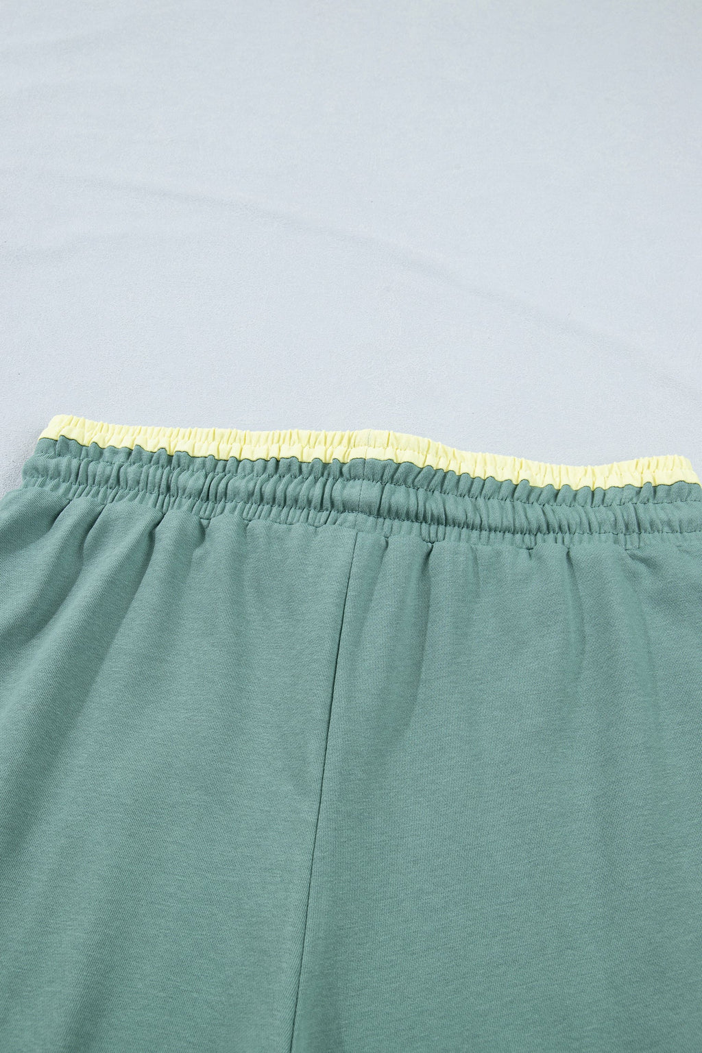 Sea Green Color Block Flower Patchwork Drawstring Contrasted Elastic Waist Wide Leg Pants