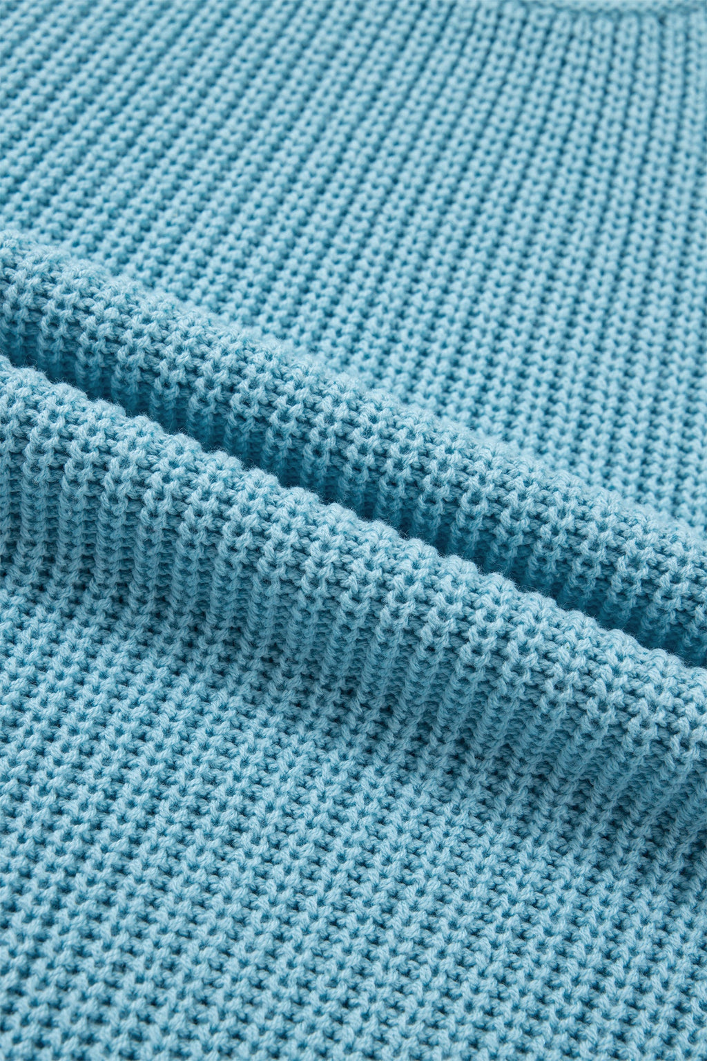 Mist Blue Exposed Seam Detail Half Sleeve Loose Sweater