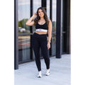 Stephanie - Crossover Black Pocket Full Length Leggings