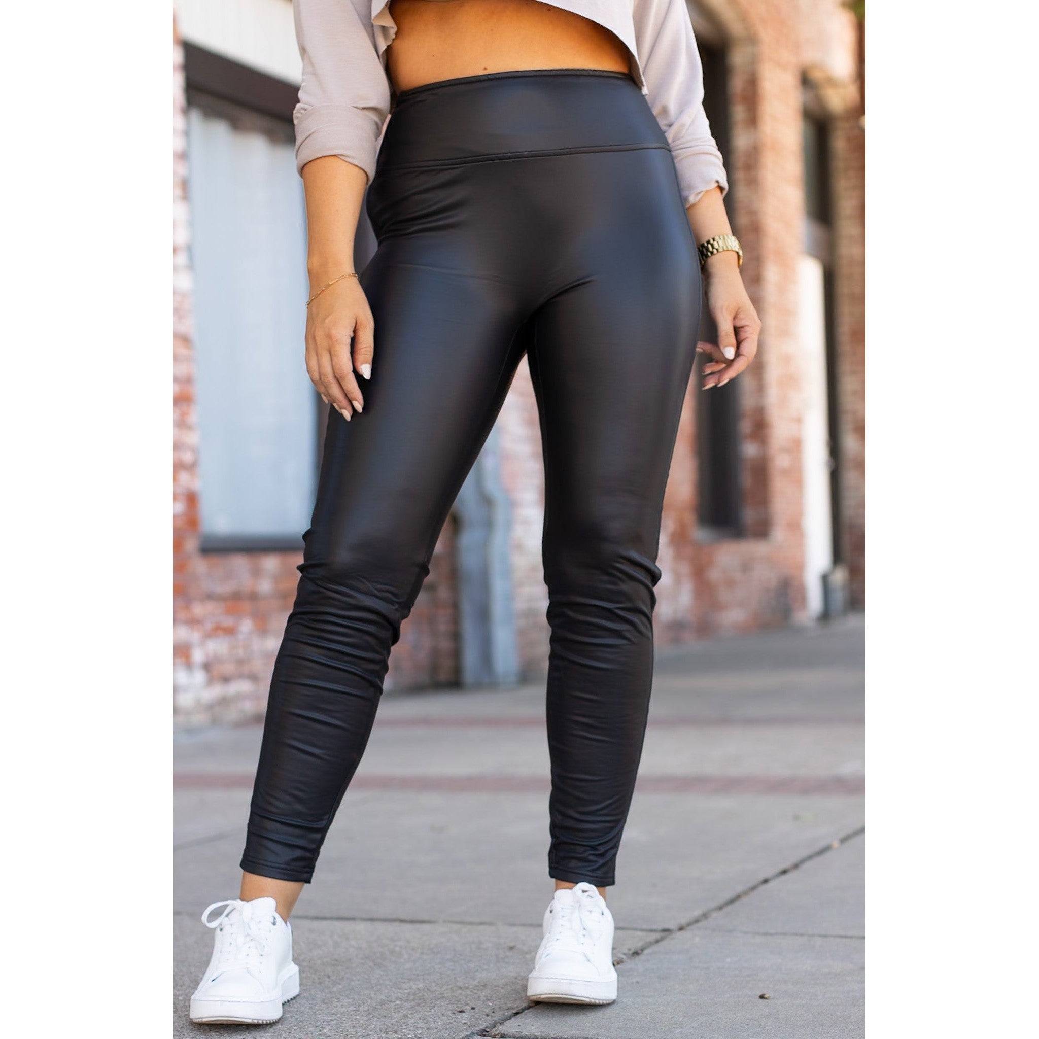 Farrah - High-Waisted Faux Leather Leggings