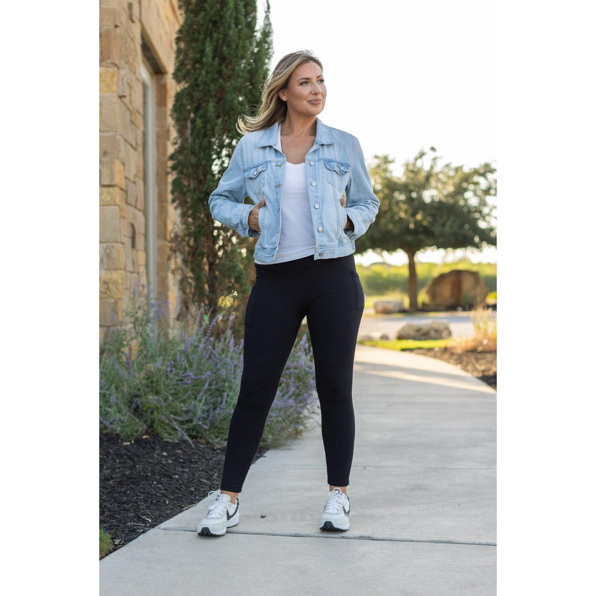 Black Full-Length Leggings with Pocket