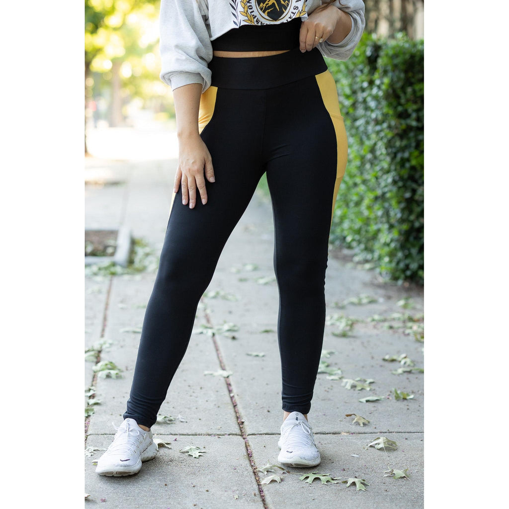 Yasmine - Yellow Panel Full-Length Leggings
