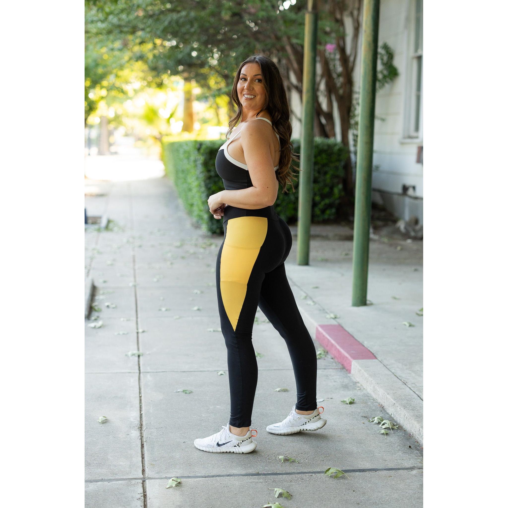 Yasmine - Yellow Panel Full-Length Leggings