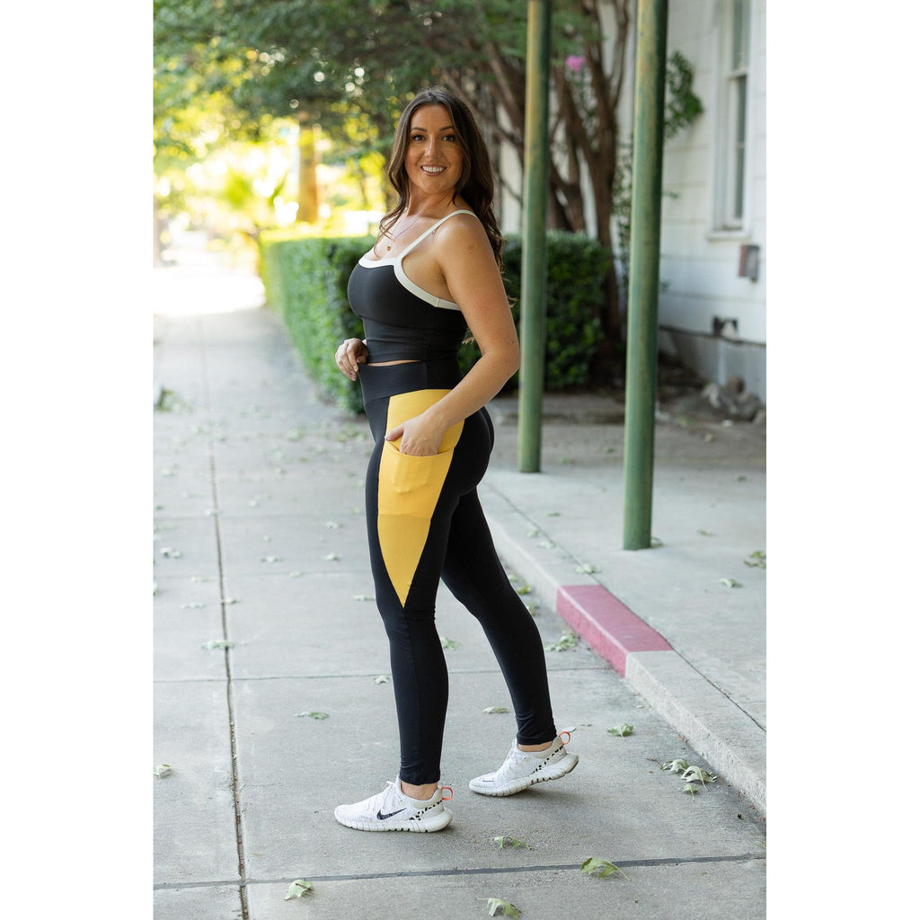 Yasmine - Yellow Panel Full-Length Leggings