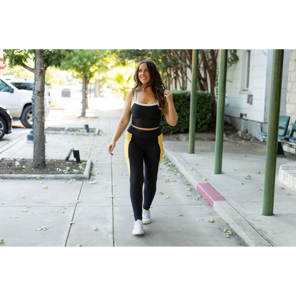 Yasmine - Yellow Panel Full-Length Leggings