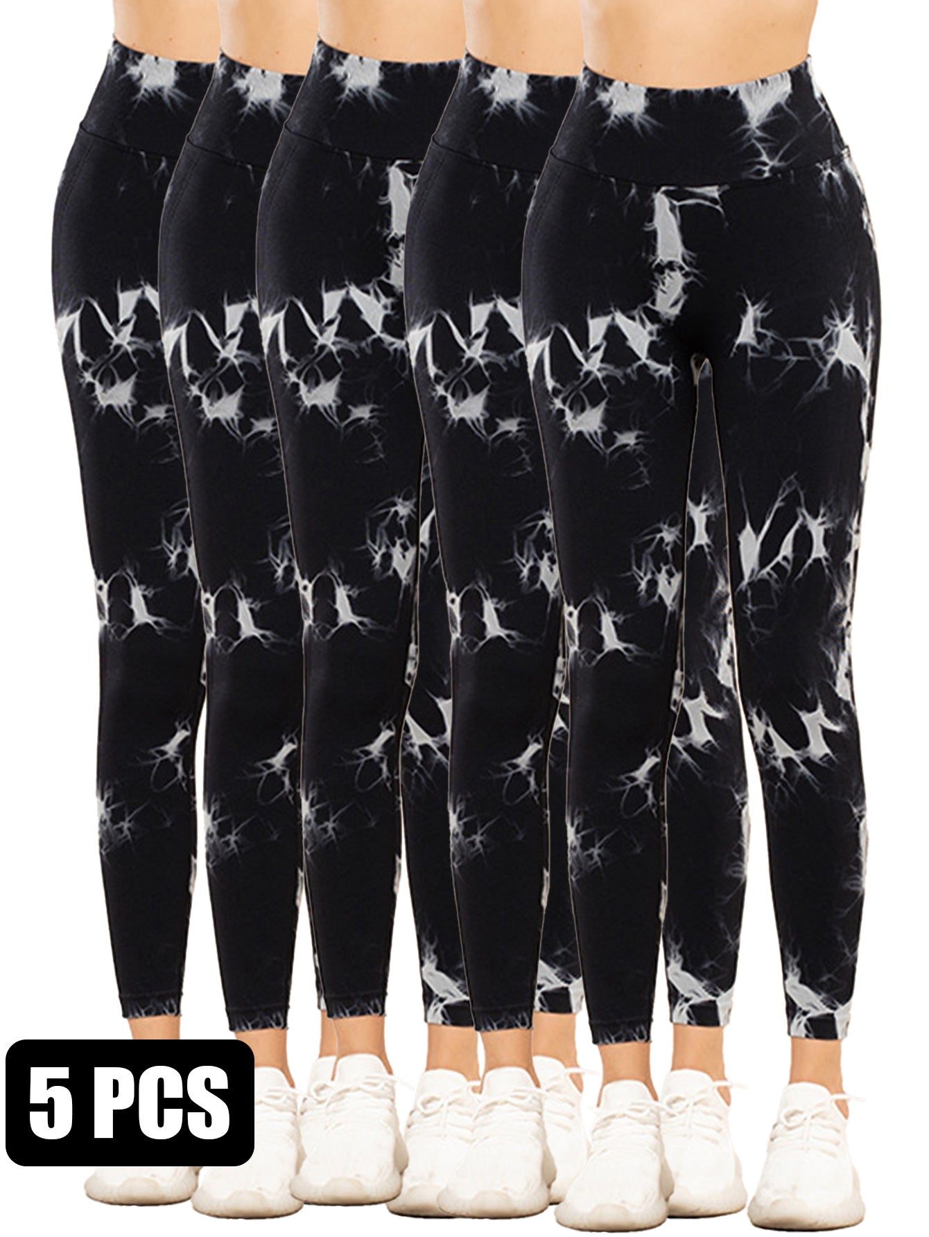 5er-Pack Batik-Leggings mit Cut-Outs