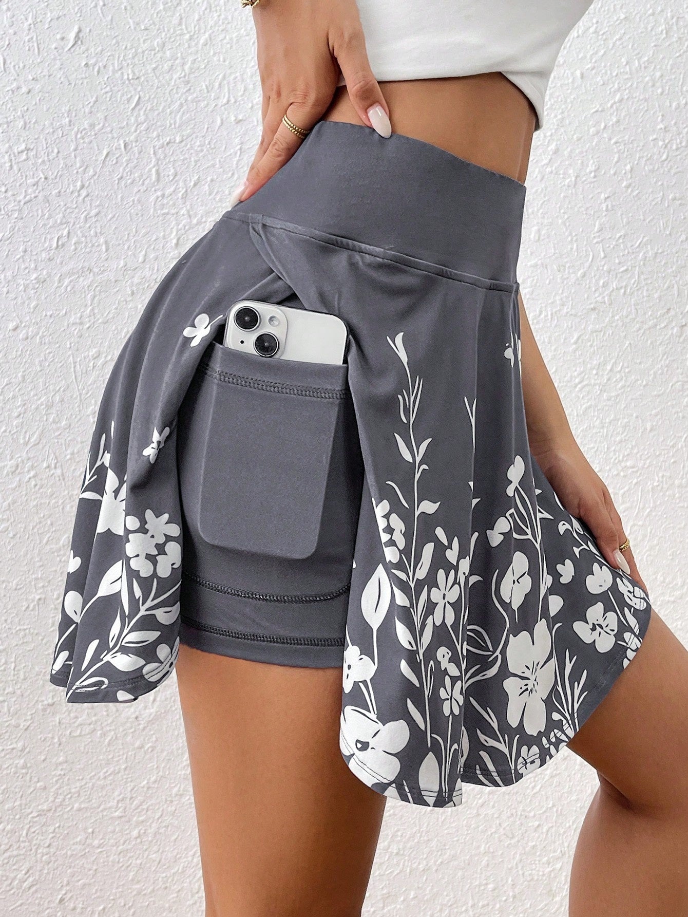 🌼 Damen-Shorts mit hohem Bund, minimalistischem Blumenmuster und Taschen