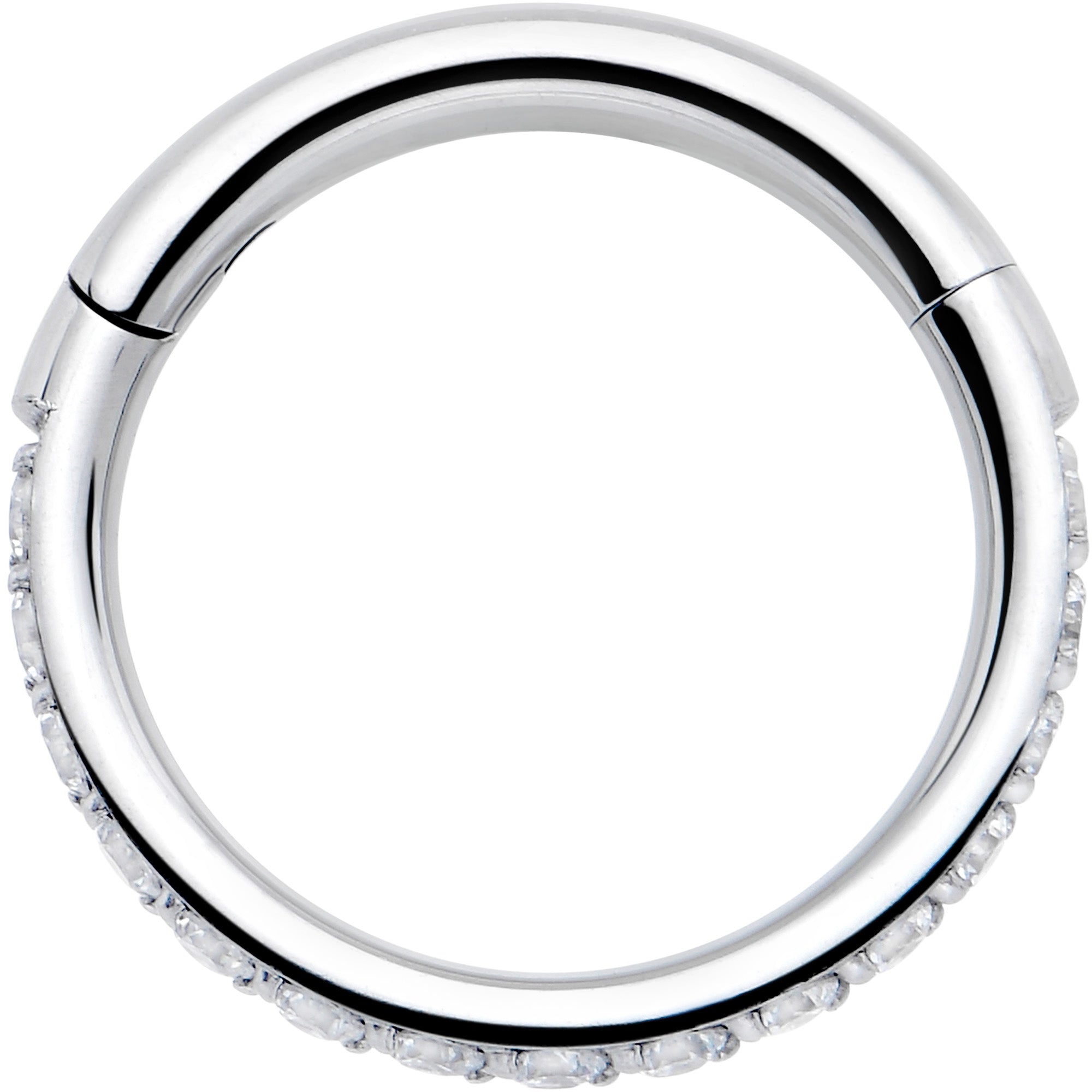 16G Clear Cubic Zirconia Forward Facing Hinged Segment Ring