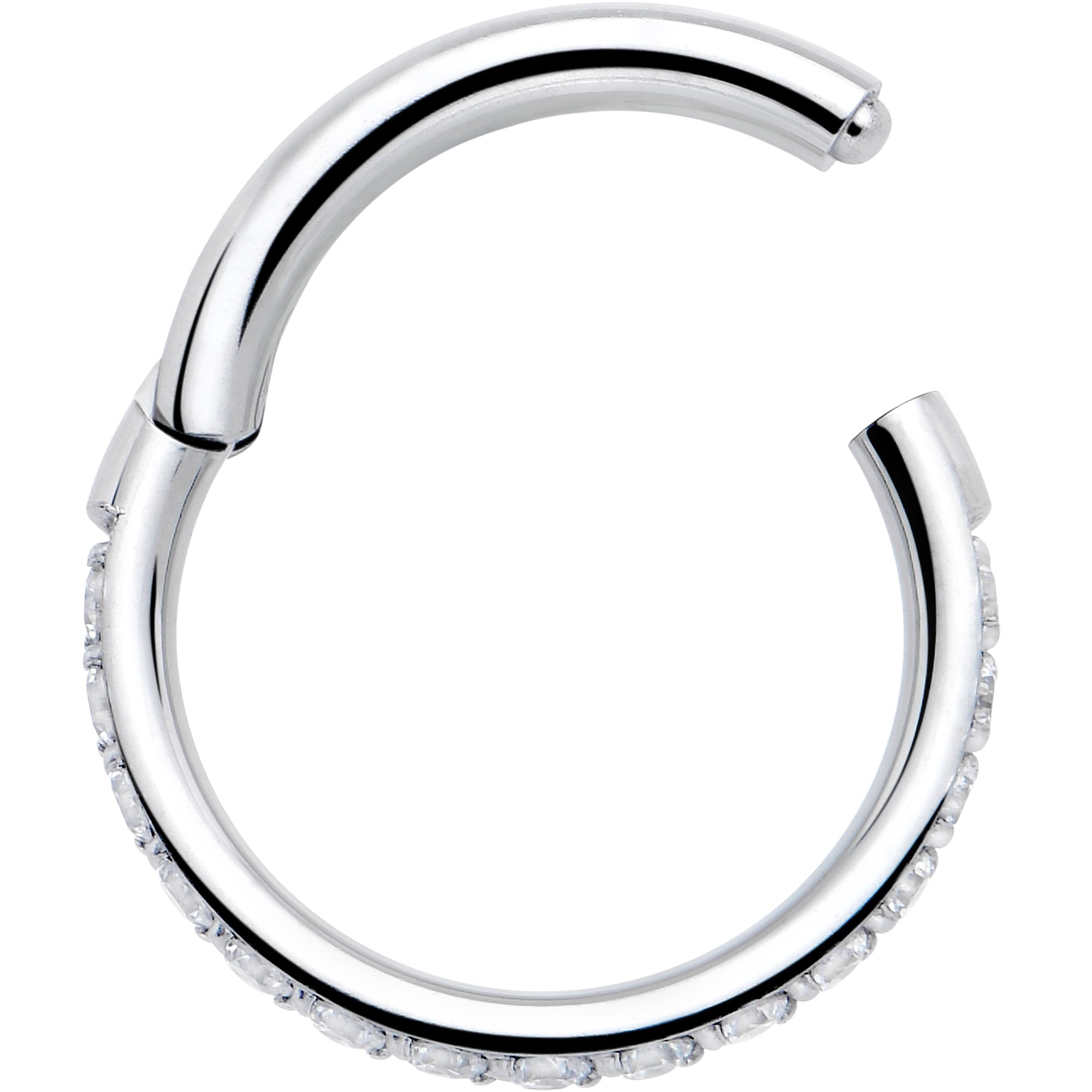 16G Clear Cubic Zirconia Forward Facing Hinged Segment Ring