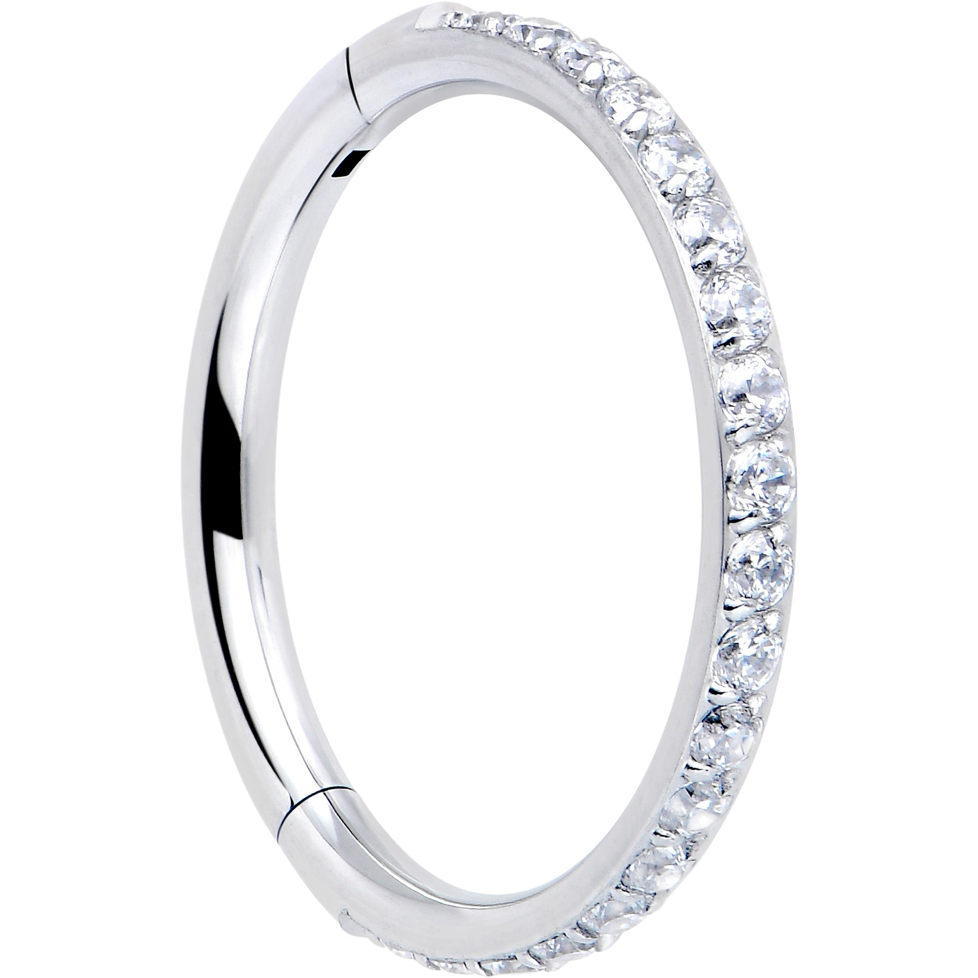 16G Clear Cubic Zirconia Forward Facing Hinged Segment Ring