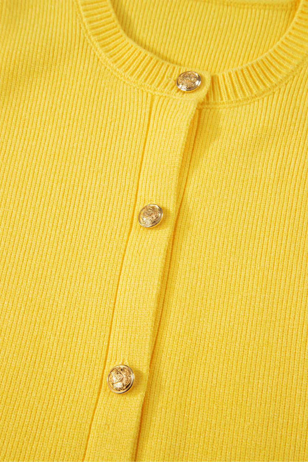 Yellow Cream Solid Color Sleeveless Knit Button Pocketed Sweater