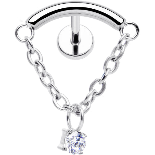 18G 5/16 CZ Gem Titanium Threadless Dangle Hidden Helix Earring
