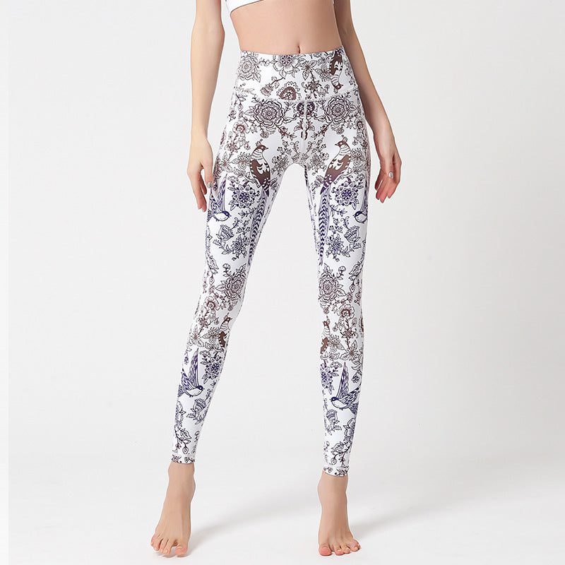 💜 Yogaleggings mit Marmorprint und hohem Bund – formschöne Passform in kräftigem Lila