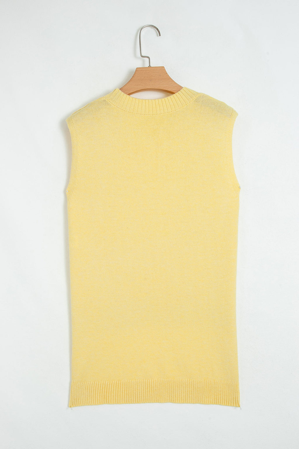 Yellow Cream Large Armhole Side Slit Loose Sweater Vest
