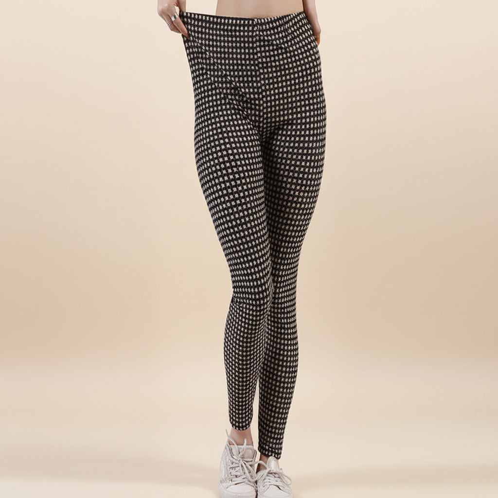 Karierte Yoga-Leggings für Damen – Push-up-Hose mit mittlerer Taille