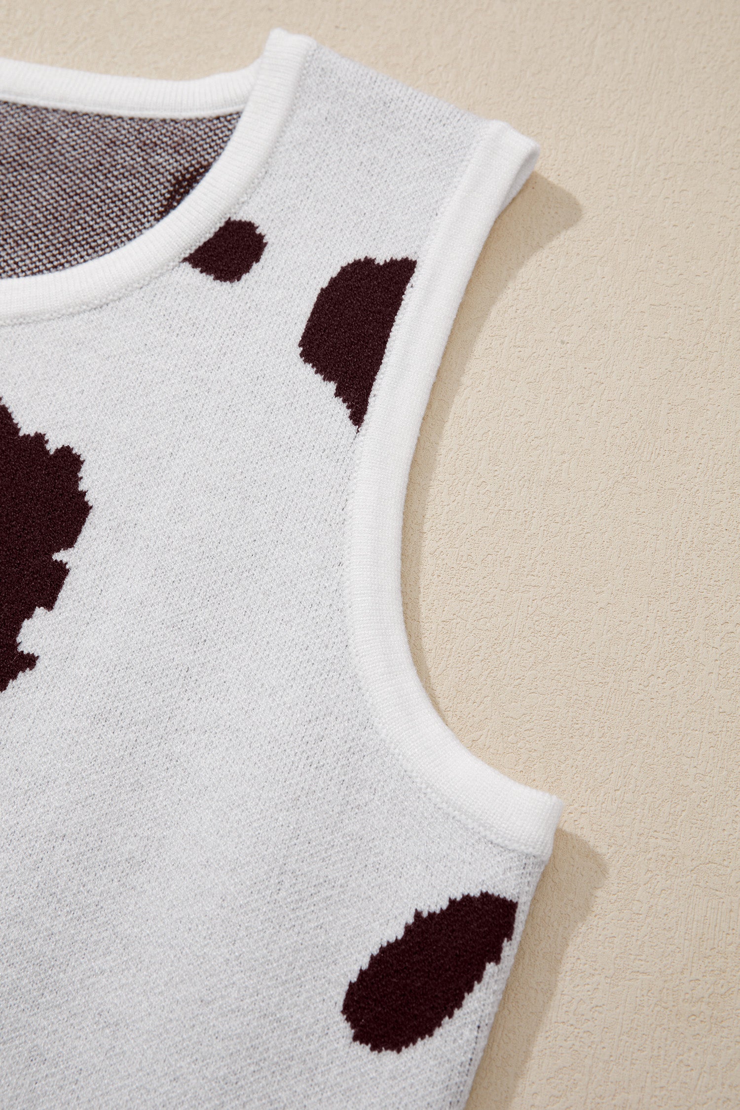 White Western Cow Spots Button Down Sweater Vest