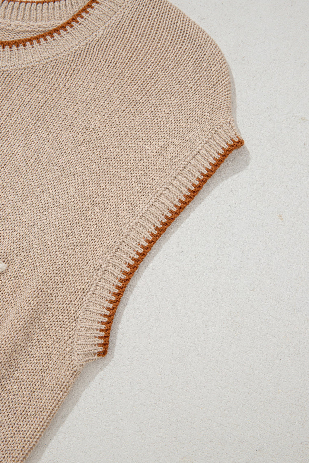 Parchment Contrast Trim Short Sleeve Knit HOWDY Western Sweater