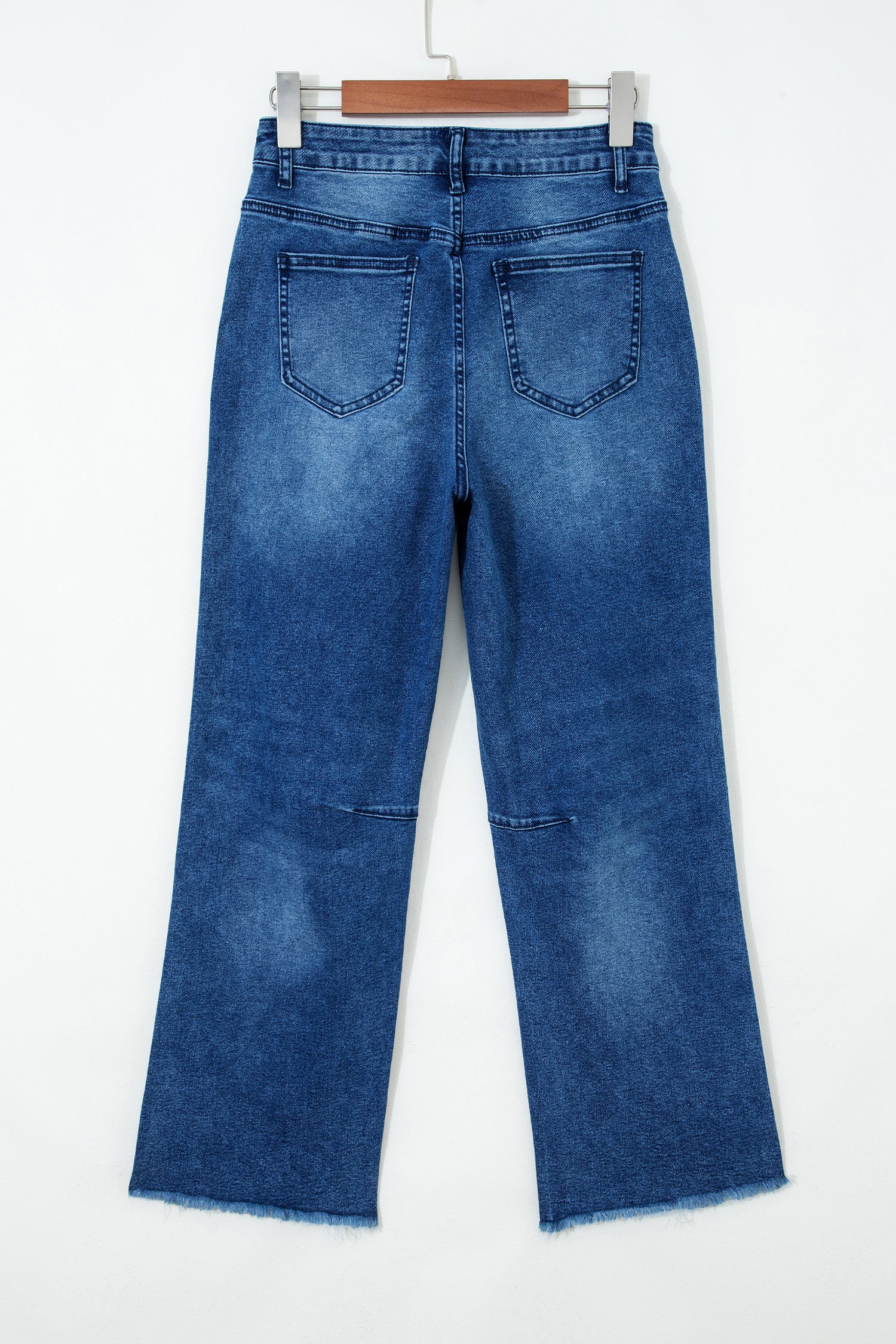 Frayed Hem Cropped Straight Leg Jeans