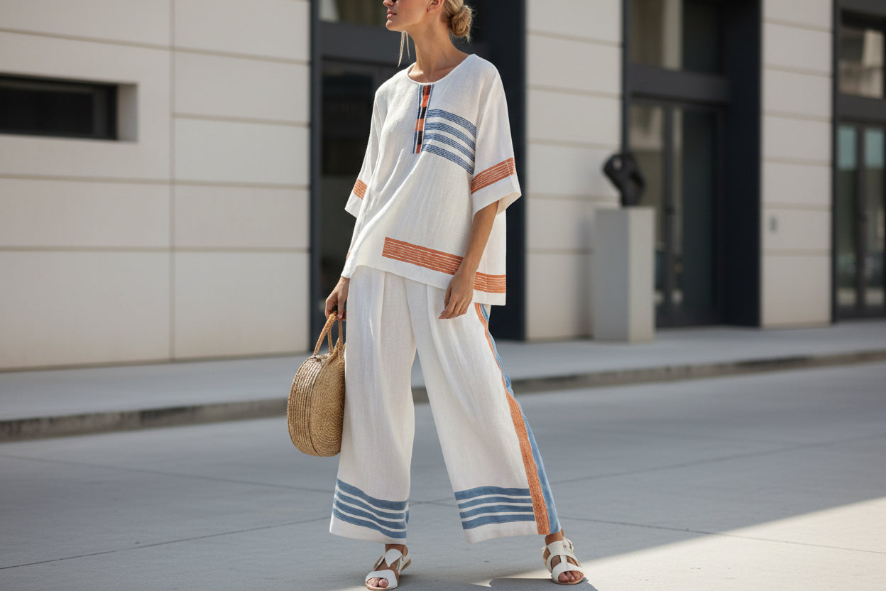 Damen Strandurlaub Zweiteiler – Lockeres Sommer-Outfit