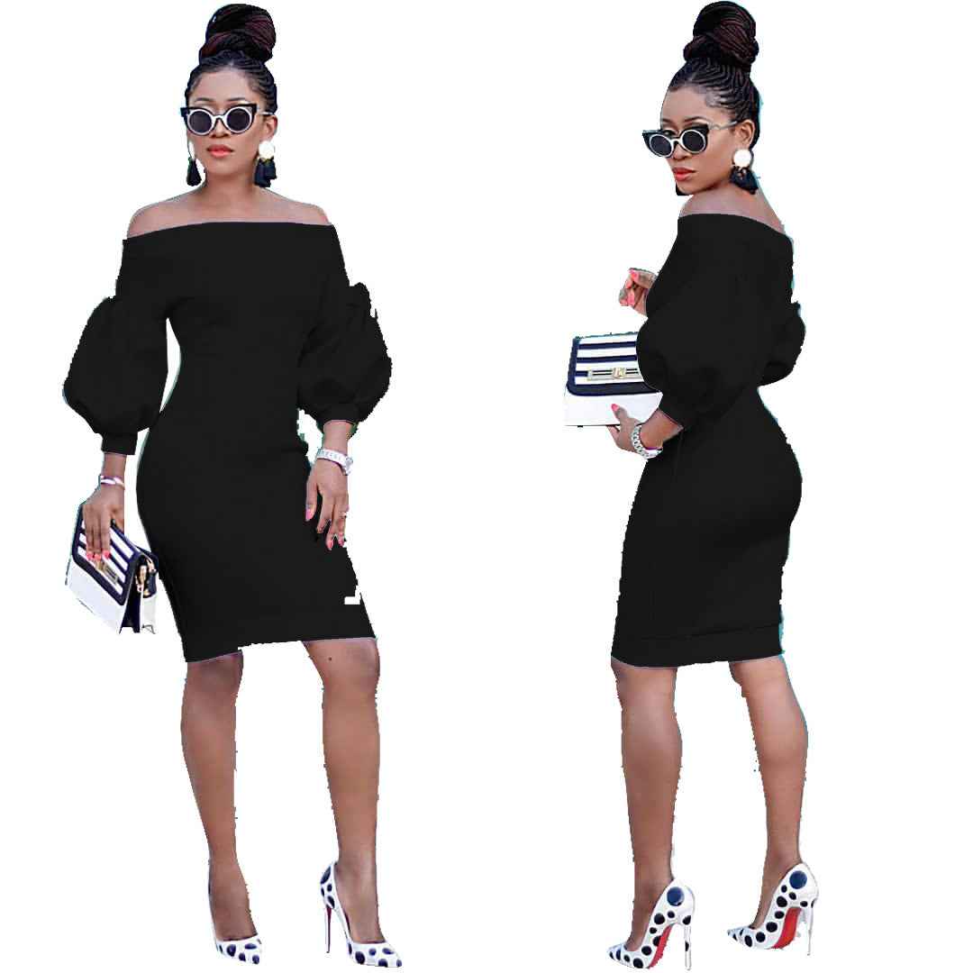 Women's Off The Shoulder Bodycon Dress Lantern
