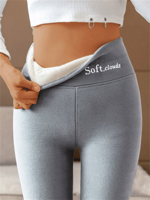 Damen High-Waist Shark Leggings mit Fleecefutter