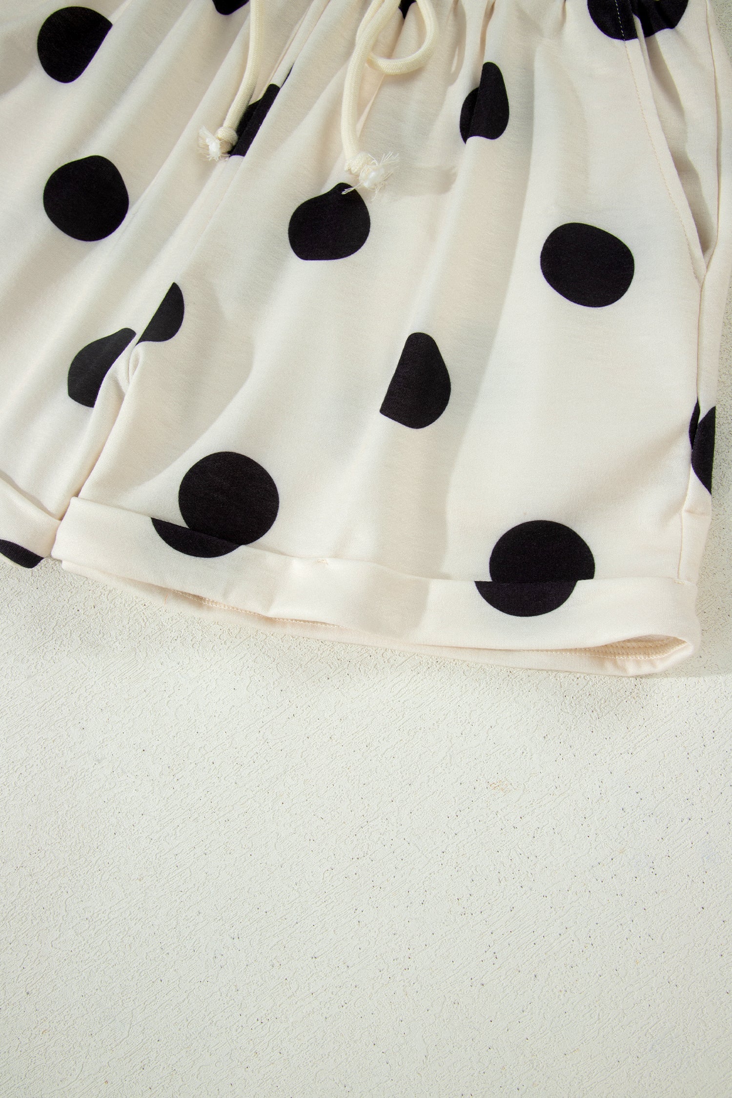 Polka Dot V-Neck Tee & Drawstring Shorts Set