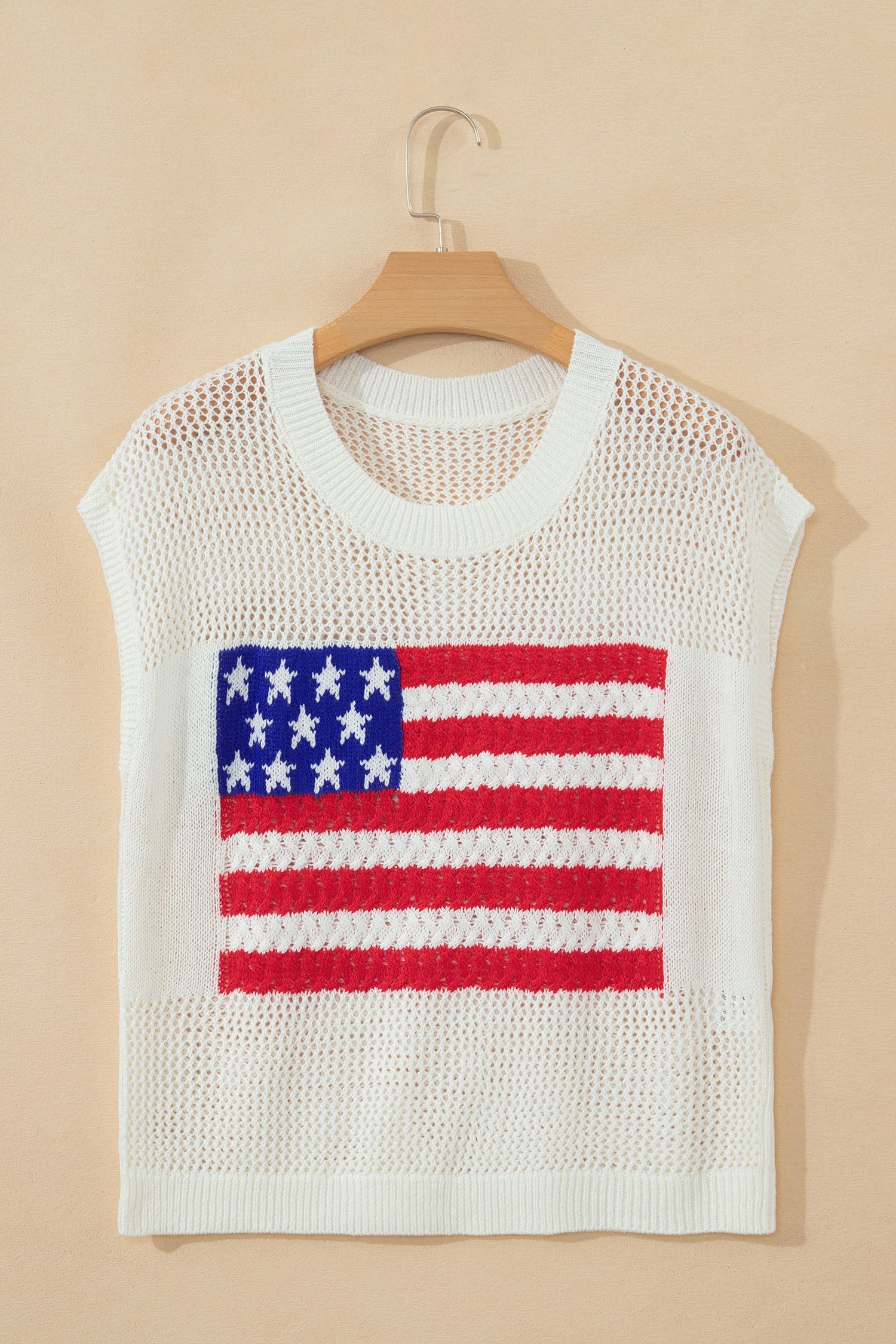 Fiery Red Flag Graphic Short Sleeve Sweater Top