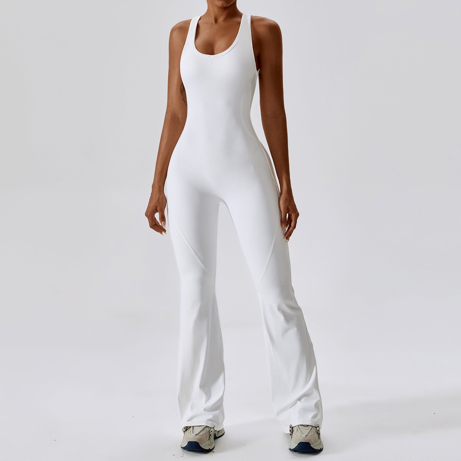Damen ärmelloser, figurbetonter Overall mit langen Hosenbeinen – Lässiger Sport-Stil