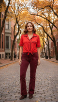 Pajama Styled Short Sleeve Blouse