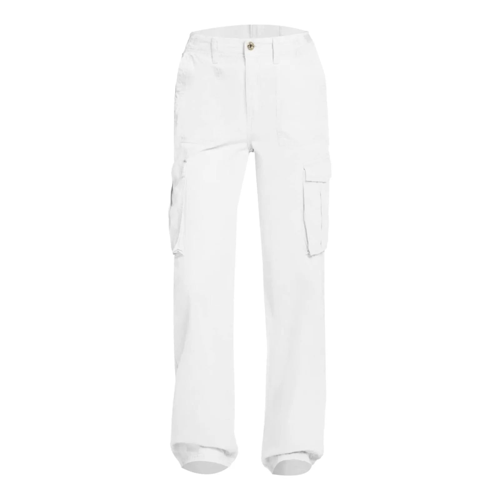 Adjustable Cargo Pants Women Straight Fit Baggy Wide Leg High Waist Pants Pockets Retro Street Style Casual Trousers