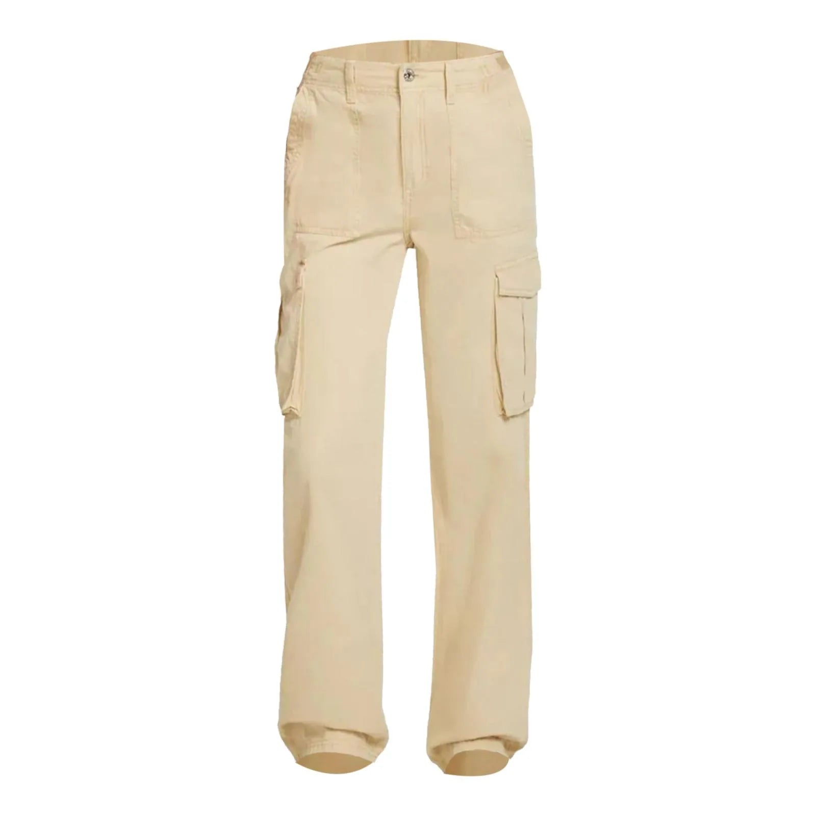Adjustable Cargo Pants Women Straight Fit Baggy Wide Leg High Waist Pants Pockets Retro Street Style Casual Trousers